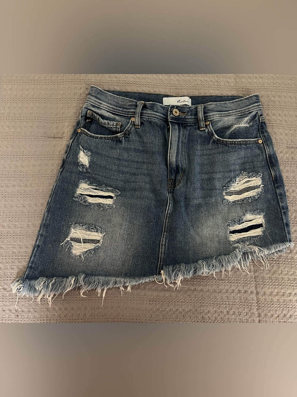 KanCan Ripped Denim Mini Skirt XL